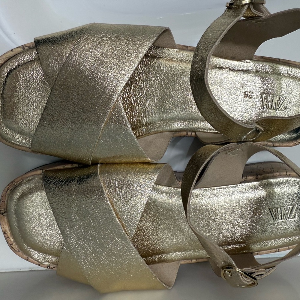 Zara Shimmering Gold Sandals